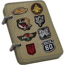 NBEADS 1 Set Tactical Patch Booklet Organizer, 5 Pages Flip-Page Patch Book Holder Mini Panel Board with Removable D-Buckles for Military Army Combat Morale Emblem, Dark Olive Green