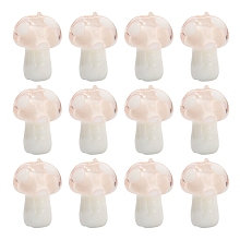 Honeyhandy 10Pcs Mushroom Handmade Lampwork Beads, Misty Rose, 12.5~14x10~11mm, Hole: 1.5mm