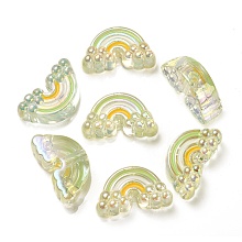 Honeyhandy UV Plating Rainbow Iridescent Acrylic Enamel Beads, Rainbow, Green Yellow, 17x29x11mm, Hole: 3.5mm