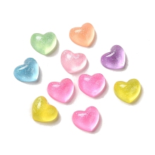 Honeyhandy Transparent Resin Decoden Cabochons with Glitter Powder, Mixed Color, Heart, 10.5x12.5x6mm