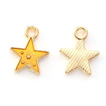 Honeyhandy Alloy Enamel Charms, Star, Light Gold, Yellow, 12x10x2mm, Hole: 1.6mm