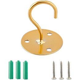 GORGECRAFT Ceiling Hooks Metal Plant Bracket Wall Mount Hanger Bracket with Screws and Anchors for Hanging Lanterns, Bird Feeders, Wind Chimes, Planters and Baskets, Gold