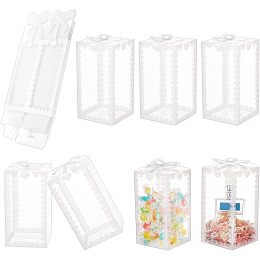 NBEADS 24 Pcs Transparent Gift Box, PVC Candy Treat Box Crown Print Favor Packaging Box Clear Rectangle Gift Boxes for Candy Sweets Chocolate Christmas Wedding Party Ornaments Gifts,