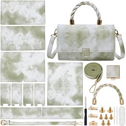 WADORN DIY Handbag Making Kit, PU Leather Shoulder Bag Sewing Craft Materials DIY Women Personalized Crossbody Bag Making Accessory Knitting Crochet Bag Making Complete Kit Handicraft Gift, Green