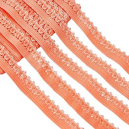 GORGECRAFT 20 Yards Elastic Lace Trim 13mm Wide Stretch Edge Lingerie Edging Trimming Webbing Crocheted Lace Cord Ribbon for Sewing Crafts Garment Embellishments Gift Wrapping Supplies, Dark Orange