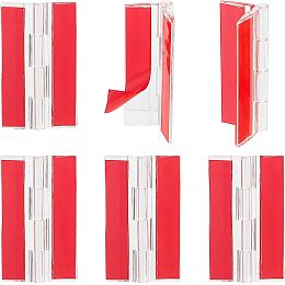 AHANDMAKER 6 Pcs Self Adhesive Clear Acrylic Hinges, No Glue Required, 64.5 mm Continuous Piano Hinge, for DIY Transparent Box, Storage Box, Display Stand