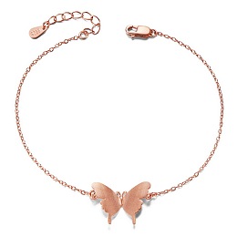 Arricraft Unique Design 925 Sterling Silver Link Bracelet, with Butterfly(Chain Extenders Random Style), Rose Gold, 38780 inch(17cm)