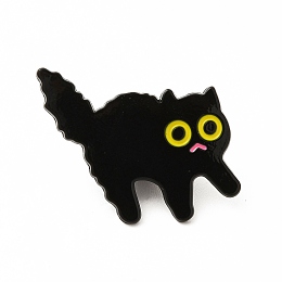 Honeyhandy Cat Theme Enamel Pin, Electrophoresis Black Alloy Brooch for Backpack Clothes, Black, 30x27x1mm