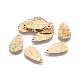 Honeyhandy Brass Pendants, teardrop, Raw(Unplated), 18x10x0.5mm, Hole: 1.2mm