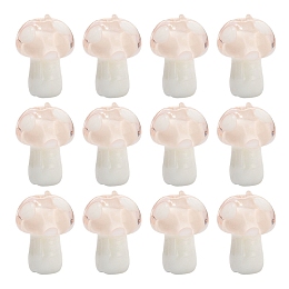 Honeyhandy 10Pcs Mushroom Handmade Lampwork Beads, Misty Rose, 12.5~14x10~11mm, Hole: 1.5mm