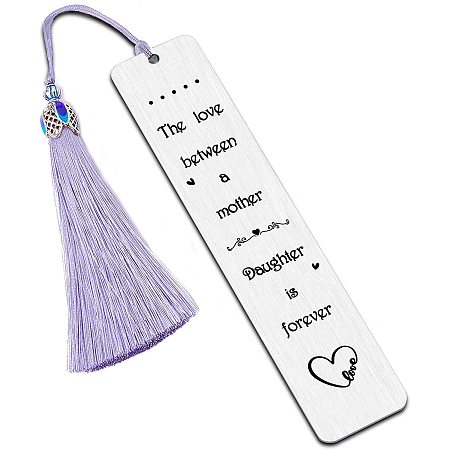FINGERINSPIRE Stainless Steel Bookmarks - The Love Between a Mother & Daughter is Forever Metal Engraved Bookmark with Tassel & Gift Box Durable Waterproof Birthday Gift