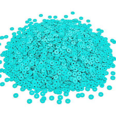 Arricraft About 3040 Pcs Polymer Clay Beads, 8mm Flat Heishi Beads, Disc Spacer Beads with 2mm Hole for Bracelets Necklace Jewelry Making(Medium Turquoise)