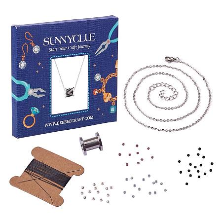SUNNYCLUE 1 Set Miyuki Beaded Tube Pendant Necklace Making Kit Boho Jewelry Making Starter Craft Kits Women Girls, Length 17.7