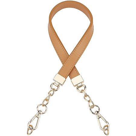 SUPERFINDINGS 1pcs Camel 24.6x0.75 inch Imitation Leather Bag Handles Purse Replacement Straps Purse Chain Handles with Alloy Swivel Clasps for Bag Straps Replacement Accessories