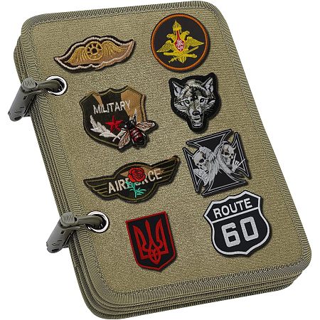 NBEADS 1 Set Tactical Patch Booklet Organizer, 5 Pages Flip-Page Patch Book Holder Mini Panel Board with Removable D-Buckles for Military Army Combat Morale Emblem, Dark Olive Green