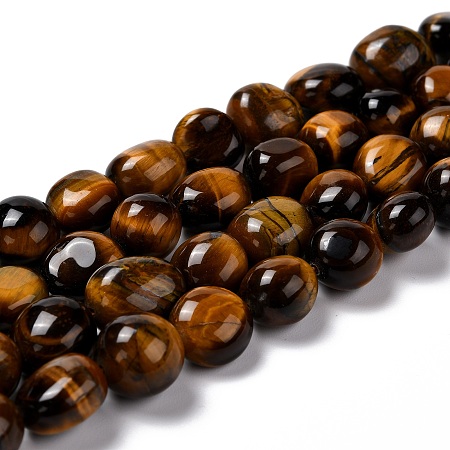 Arricraft Natural Tiger Eye Beads Strands, Nuggets, Grade A, 8.5~12.5x7.5~9.5x5.5~7mm, Hole: 1mm, about 38~40pcs/strand, 15.55~15.75 inch(39.5~40cm)