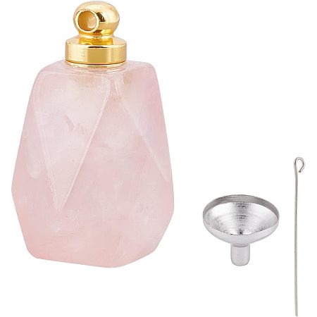 NBEADS Gemstone Urn Pendant, Memorial Keepsake Pendant Ash Holder Cremation Jewelry Rose Quartz Perfume Bottle Pendant for Human Pet Ashes Memory Jewelry