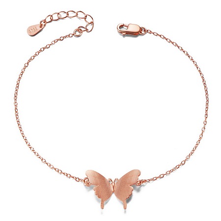 Arricraft Unique Design 925 Sterling Silver Link Bracelet, with Butterfly(Chain Extenders Random Style), Rose Gold, 38780 inch(17cm)