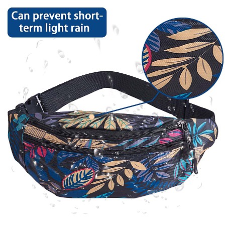 Arricraft Sports Waist Pack for Women, Adjustable Strap Fanny Pack, Leaves Print Crossbody, Bum Bag for Traveling Casual Running Hiking Cycling, Dodger Blue, 350x140x35mm