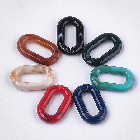 Honeyhandy Acrylic Linking Rings, Quick Link Connectors, For Jewelry Chains Making, Imitation Gemstone Style, Oval, Mixed Color, 31.5x19.5x5.5mm, Inner Measure: 19.5x7.5mm