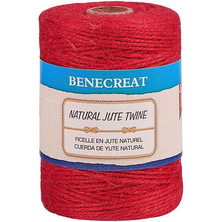 BENECREAT 656 Feet 2mm Natural Jute Twine 3Ply Red Jute String Rope for Gardening, Gift Packing, Arts & Crafts and Party Decoration