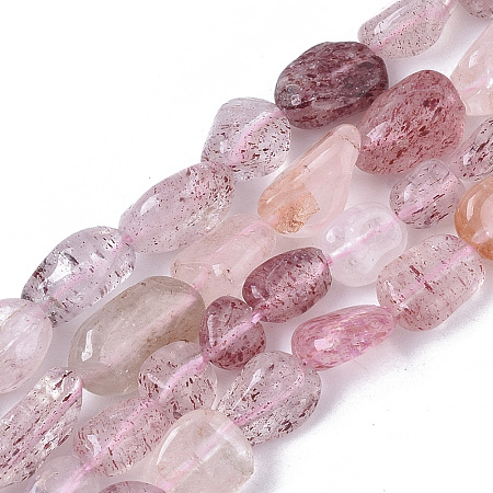 Honeyhandy Natural Rainbow Strawberry Quartz Beads Strands, Nuggets, Tumbled Stone, 5~11x5~8x3~6mm, Hole: 0.8mm, about: 52~56pcs/Strand, 15.94 inch(40.5cm)