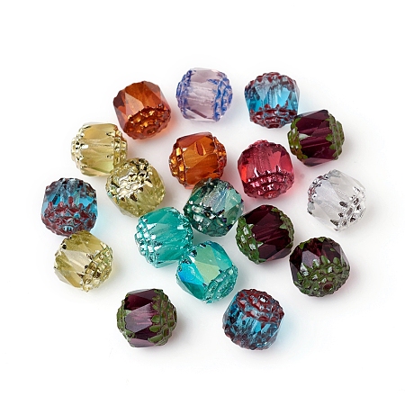 Arricraft Electroplated Czech Glass Beads, Retro Style, Faceted, Oval, Mixed Color, 8x8mm, Hole: 1.2mm