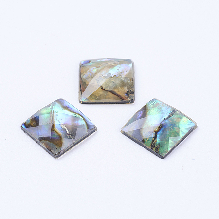 ARRICRAFT Natural Paua Shell Cabochons, Square, Colorful, 10x10x2~2.5mm