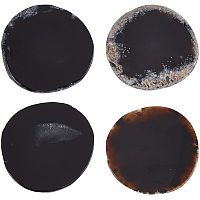 AHANDMAKER 4pcs Natural Agate Coasters Set, Natural Stone Coasters Natural Geode Stone Coasters Brown Agate Slices for Drinks Coffee Home Decorative