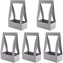 NBEADS 5 Pcs Foldable Cupcake Boxes, Gray Packing Box Portable Handle Pastry Container Inspissate Paper Storage Box for Wedding Birthday Party Packing, 22.2x11.9x35.4cm