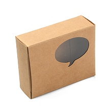 NBEADS Kraft Paper Gift Box, Folding Box with Window, Rectangle, Tan, Dialog Box Pattern, 7.9x6.1x2.6cm