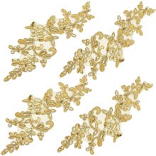 GORGECRAFT 4PCS Sequin Embroidered Lace Patches Leaf Flowers Lace Applique Sewing Floral Fabric Craft Decoration Patches for DIY Clothes Dress Pants Sewing Wedding (Gold)