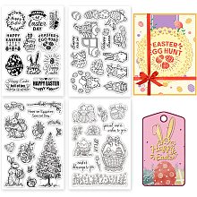 GLOBLELAND 4Pcs Happy Easter Clear Stamps Easter Rabbits Chicken Eggs Gnome Silicone Clear Stamp Seals Set for Cards Making DIY Scrapbooking Photo Journal Album Decoration