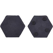 SUPERFINDINGS 2Pcs Hexagon Slate Slabstone Cup Mats Bulk Slate Stone Cup Coaster Black Stone Drinks Coasters for Drinks, Cups, Bar, Kitchen, Home Decor