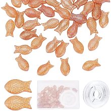 SUNNYCLUE 1 Box 50Pcs Glass Fish Beads Sea Ocean Animal Carved Frosted Electroplated Glass Beads Fishes Mermaid Bead Beading Bracelet Kit Elastic Crystal Thread Earring Necklace Supplies Salmon Pink