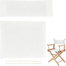 AHANDMAKER 1 Set Chair Replacement Canvas, White Casual Directors Chair Cover Kit Replacement Canvas Seat and Back with Wood Stick Easy to Clean for Director Makeup Chair, 18.7x15.16/20.47x6.69 inch