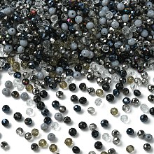 Honeyhandy Glass Beads, Mixed Style, Faceted Rondelle, Black, 4x3.5mm, Hole: 1mm, about 500pcs/bag