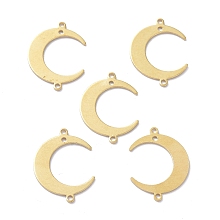 Honeyhandy Brass Link Connectors, for Jewelry Making, Double Horn/Crescent Moon, Raw(Unplated), 22x16.5x0.5mm, Hole: 1.2mm