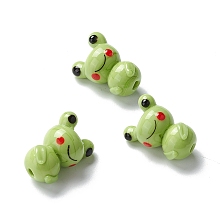 Honeyhandy Handmade Lampwork Beads, Frog, Yellow Green, 21~22.4x15.5~16x12.8mm, Hole: 2~3mm