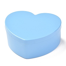 Honeyhandy Heart Plastic Jewelry Boxes, Double Layer with Cover and Mirror, Light Sky Blue, 12.2x13.3x5.55cm, 4 compartments/box