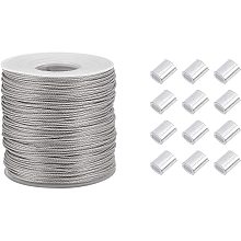 PandaHall Elite 328 Feet/109 Yards 1mm Heavy Duty Picture Hanging Wire, 304 Stainless Steel Photo Frame Hanging Wire with 30 pcs Aluminum Crimping Loop Sleeve for Mirrors Frames, Load Capacity 35LB