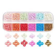 Honeyhandy 12 Style 12/0 Glass Seed Beads, Baking Paint, Round Hole, Round, Mixed Color, 1.5~3x1.5~2mm, Hole: 0.5~1mm, about 250pcs/style, 3000pcs/box