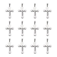 Honeyhandy 304 Stainless Steel Crucifix Cross Big Pendants for Easter, 49x33mm, Hole: 12mm