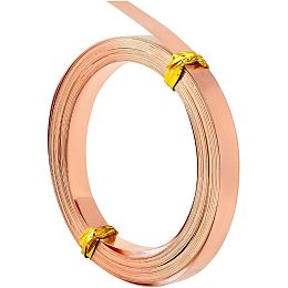 BENECREAT 19.7 Ft Flat Copper Wire, 0.26 in Wide Flat Copper Wire, Copper Jewellery Wire, Flat Copper Wire for DIY Jewellery Cladding, Handmade Wire