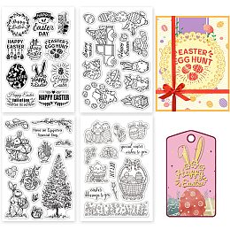 GLOBLELAND 4Pcs Happy Easter Clear Stamps Easter Rabbits Chicken Eggs Gnome Silicone Clear Stamp Seals Set for Cards Making DIY Scrapbooking Photo Journal Album Decoration