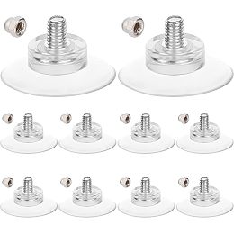 GORGECRAFT 12 Sets License Plate Suction Cups Hooks Clear 1.26" Silicone Transparent PVC Suctions Cup Holders Pads Sucker Bathroom Kitchen Shelf Accessories with M6 Cap Nut for Shade Glass