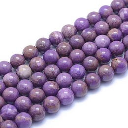 Honeyhandy Natural Lepidolite/Purple Mica Stone Beads Strands, Round, 8~8.5mm, Hole: 0.8mm, about 50pcs/strand, 15.55 inch(39.5cm)