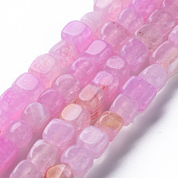 Honeyhandy Natural Agate Beads Strands, Dyed & Heated, Cube, Pearl Pink, 5~8x4~8x4~6mm, Hole: 1.2mm, about 50pcs/strand, 14.76 inch(37.5cm)