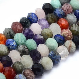 Honeyhandy Natural Mixed Gemstone Beads Strands, Rondelle, Faceted, 9~10x6~7mm, Hole: 1mm, about 56pcs/strand, 15.3 inch(39cm)