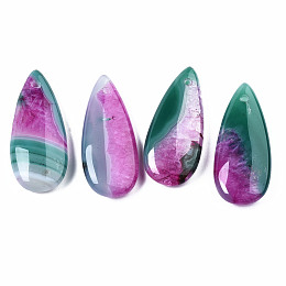 Honeyhandy Natural Brazilian Agate Pendants, Dyed & Heated, Teardrop, Orchid, 39~40x17~18x6~7mm, Hole: 1.5mm